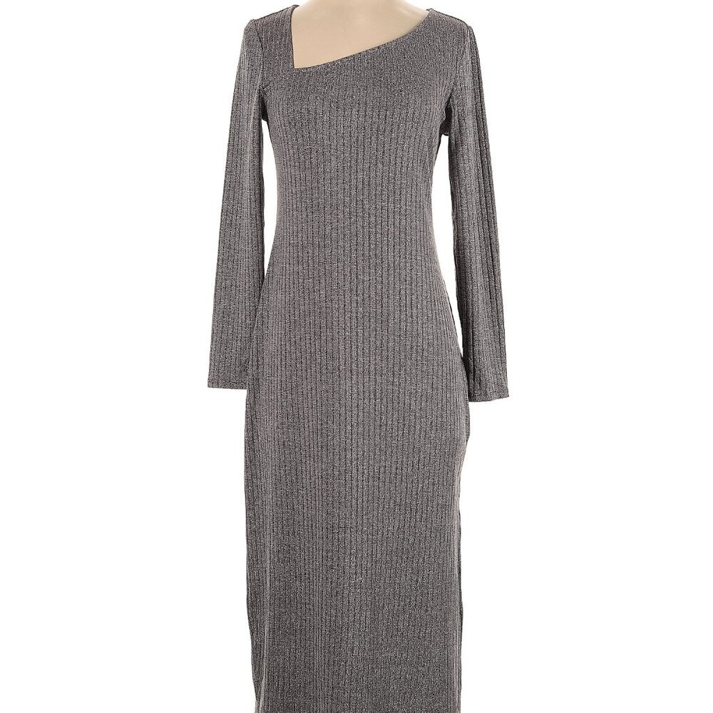 Lightweight RIbbed Sweaterdress with Asymmetrical Neck NWOT